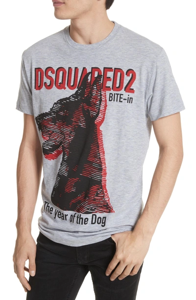 Shop Dsquared2 Dog Logo Graphic T-shirt In Grey