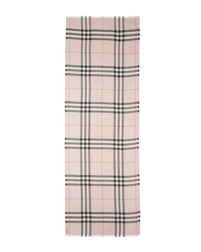 Shop Burberry Gauze Giant Check Scarf, Rose