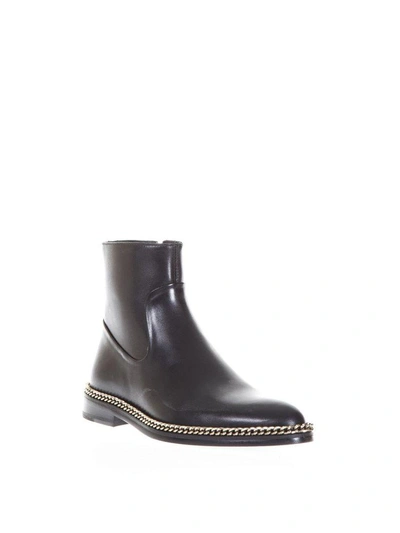 Shop Lanvin Chain Trimming Leather Ankle Boots In Black