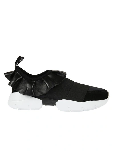 Shop Emilio Pucci Frilled Slip-on Sneakers In Black