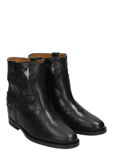 Shop Via Roma 15 Star Black Calf Leather Wedge Ankle Boots