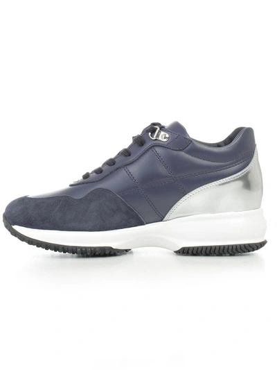 Shop Hogan Scarpa Interactive H Cucitura In Blu Denim Scuro Argento