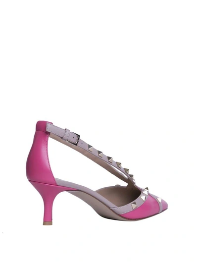 Shop Valentino Rockstud Leather Pumps In Fucsia