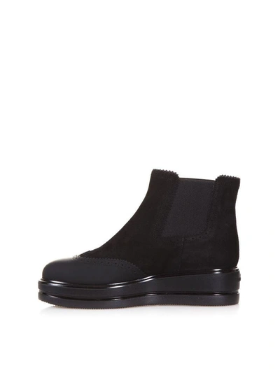 Shop Hogan Suede & Leather Ankle Boot H323 In Black