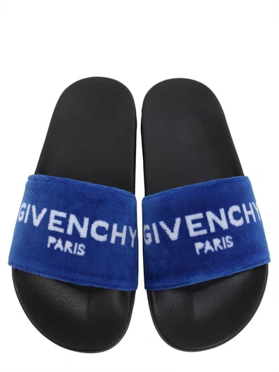 Shop Givenchy Slide Sandals In Blu