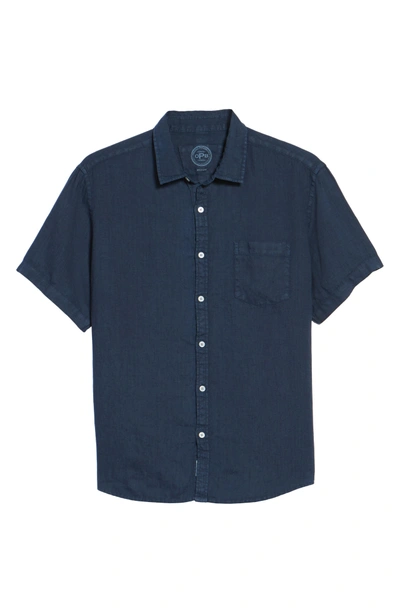 Shop Original Paperbacks Rome Trim Fit Linen Sport Shirt In Navy