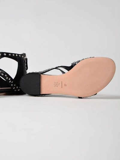 Shop Alexander Mcqueen Leather Flat Sandal In Black