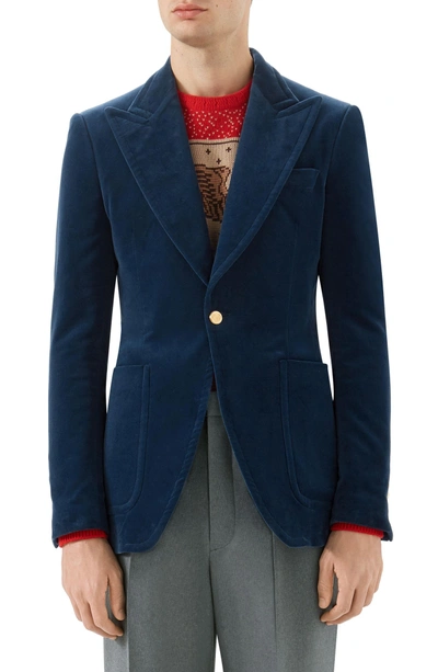 Shop Gucci Velvet Dinner Jacket In Royal