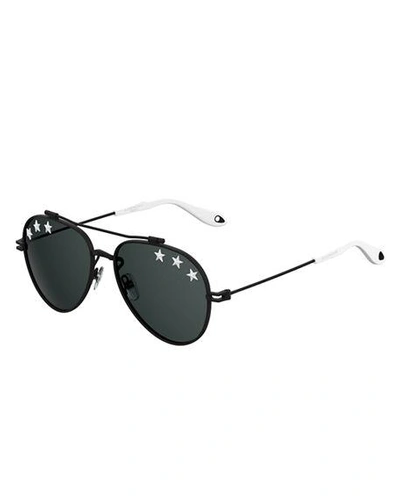 Shop Givenchy Rubber Star Aviator Sunglasses In Black/white