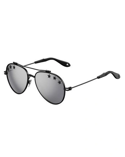 Shop Givenchy Rubber Star Aviator Sunglasses In Black