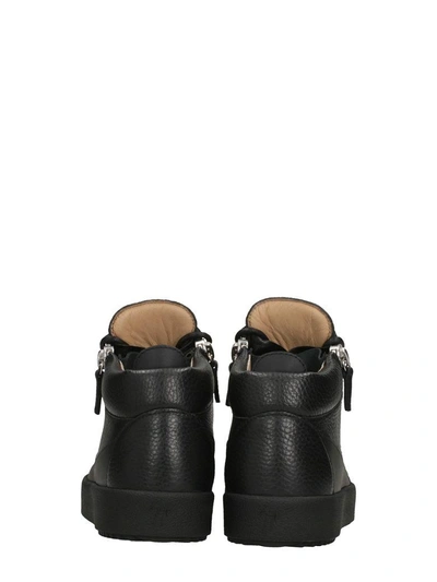 Shop Giuseppe Zanotti Kriss Black Leather Mid Top Sneakers