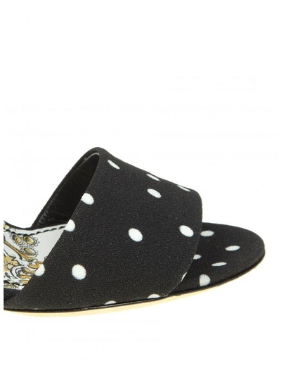 Shop Dolce & Gabbana Sandal In Cady Printed In Pois With Jewel Heel In Black