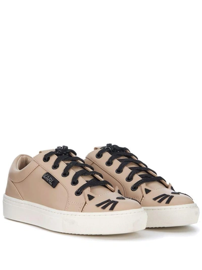 Shop Karl Lagerfeld Leather Sneaker With Cat Whiskers And Ears In Rosa