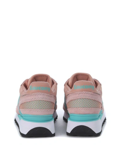 Shop Saucony Shadow Pink And Aqua Green Sneaker In Rosa