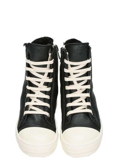 Shop Rick Owens Hi-top Shearling Sneakers In Black