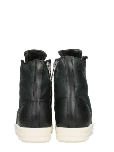 Shop Rick Owens Hi-top Shearling Sneakers In Black