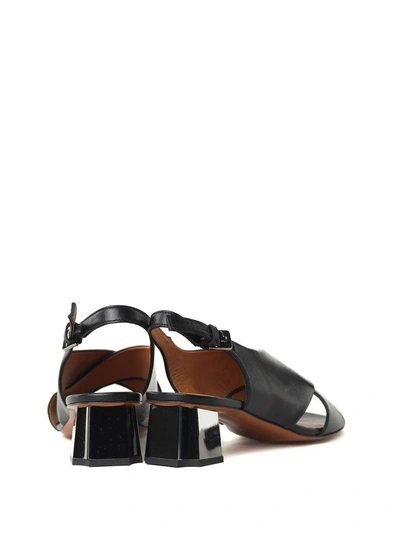 Shop Robert Clergerie Laora Metal-heel Leather Sandals In Nero