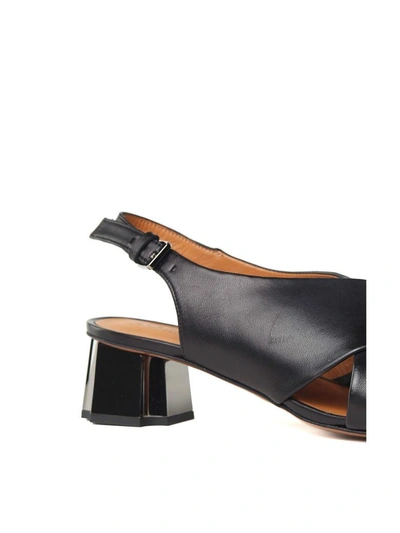 Shop Robert Clergerie Laora Metal-heel Leather Sandals In Nero