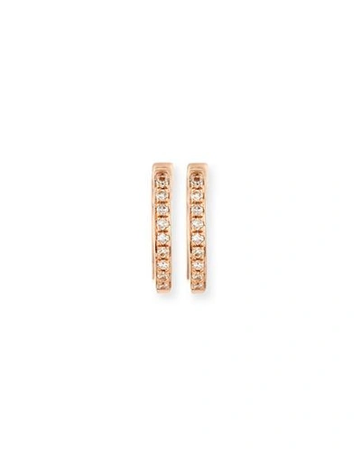 Shop Ef Collection Mini Diamond Huggie Earrings In Rose Gold