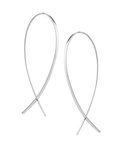 Shop Lana Small Elongated Flat Upside Down Hoops In White/gold
