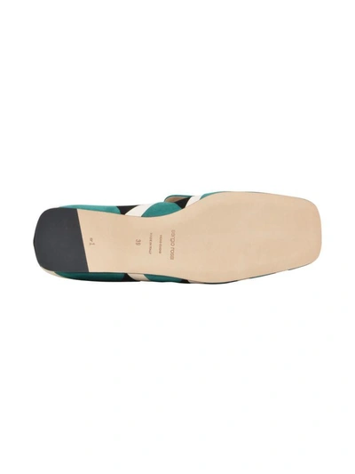 Shop Sergio Rossi Chevron Moccasins In Verde-nero-panna