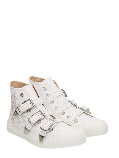 Shop Chloé Kyle Studded Hightop Leather Sneaker In White