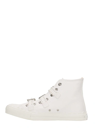 Shop Chloé Kyle Studded Hightop Leather Sneaker In White