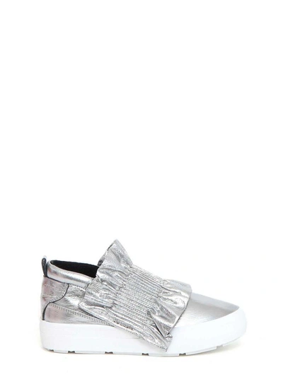 Shop Msgm Ruffle Detail Sneakers In Argento