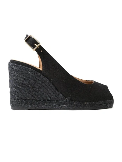 Shop Castaã±er Peep Toe Espadrillas In Negro