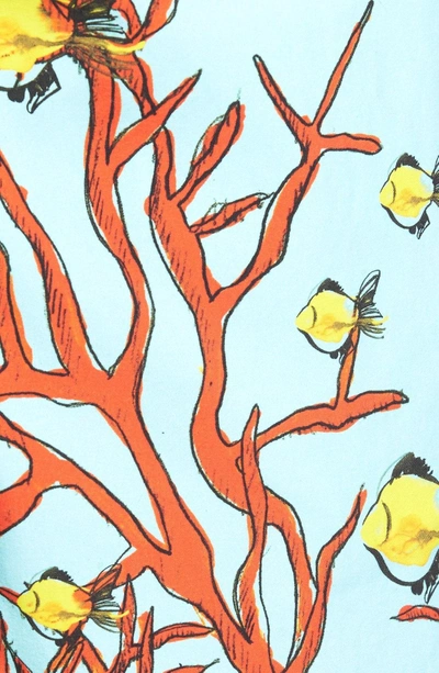 Shop Vilebrequin Coral & Fish Print Swim Trunks In Lagoon