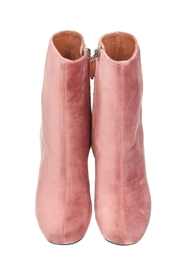 Shop Lola Cruz Pink Velvet Boots In Rose-pink