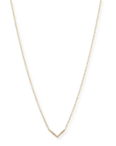 Shop Ef Collection Mini Diamond Chevron Pendant Necklace In Gold