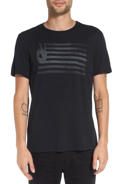 Shop John Varvatos 'peace Flag' Graphic T-shirt In Black