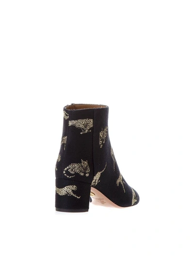 Shop Aquazzura Brooklyn Jacquard Printed Booties In Black