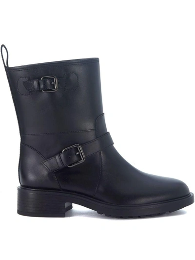 Shop Hogan H332 Black Leather Ankle Boots In Nero