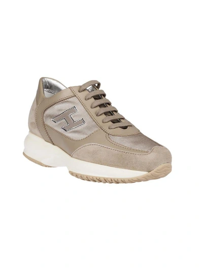 Shop Hogan Interactive H Flock Sneakers In Beige