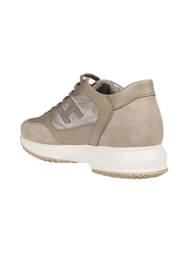 Shop Hogan Interactive H Flock Sneakers In Beige