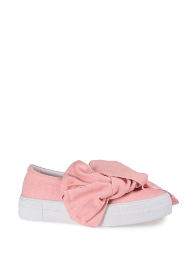 Shop Joshua Sanders Denimt Bow Slip-on Sneakers In Rosa