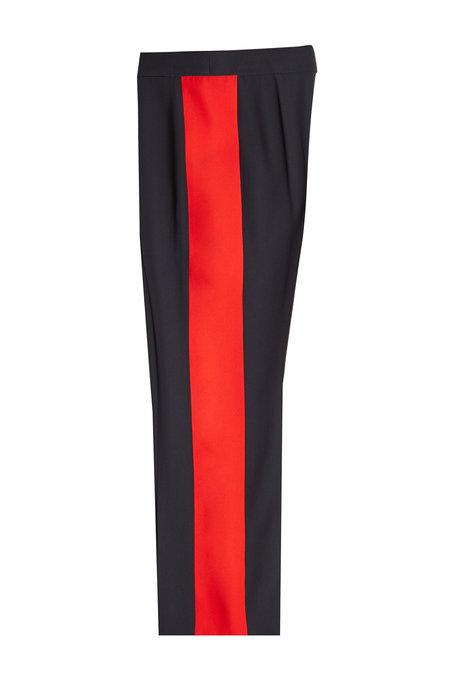 black tuxedo pants with red stripe