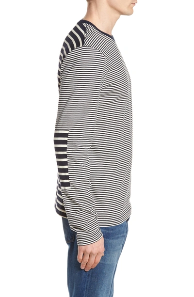 Shop French Connection Mix Stripe Long Sleeve T-shirt In Turtle Dove/ Marine Blue