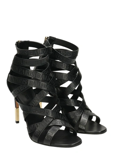 Shop Balmain Charlotte Sandals In Black