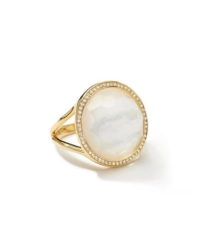 Shop Ippolita Small Diamond-bezel Mother-of-pearl Lollipop Ring In White Mop