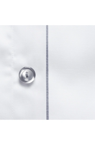 Shop Eton Slim Fit Twill Dress Shirt With Grey Details In White/ Grey