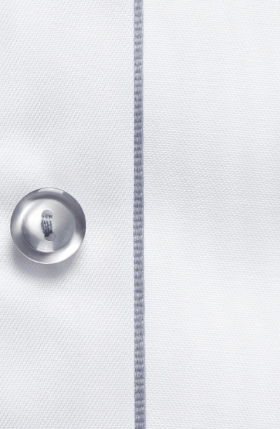 Shop Eton Slim Fit Twill Dress Shirt With Grey Details In White/ Grey
