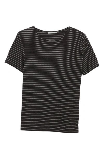Shop Vince Raw Edge Stripe T-shirt In Black/ H Cinder
