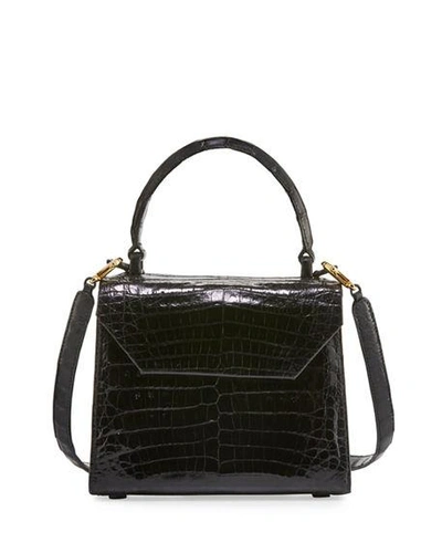 Shop Nancy Gonzalez Crocodile Small Flap Top-handle Crossbody Bag In Black