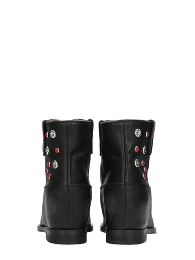 Shop Via Roma 15 Black Leather Wedge Ankle Boots