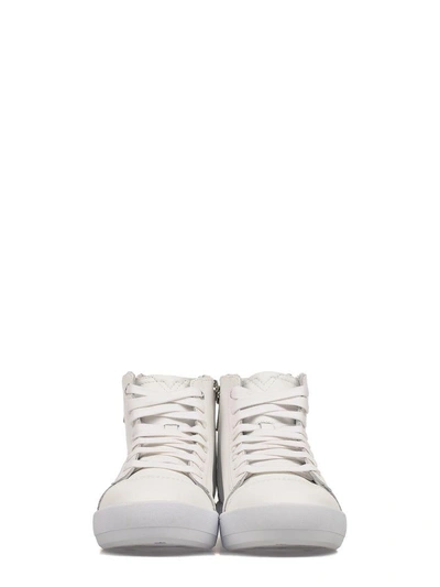 Shop Diesel White Nentish Leather High-top Sneakers