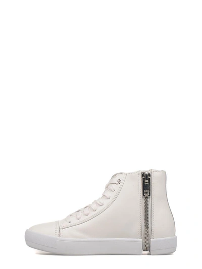 Shop Diesel White Nentish Leather High-top Sneakers