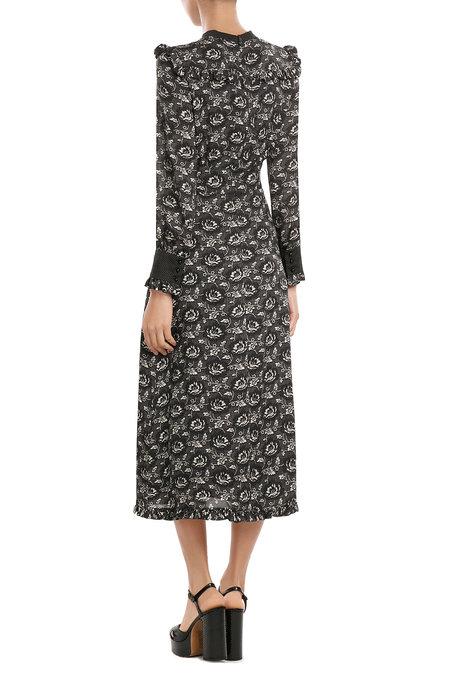 Vilshenko Printed Silk Dress With Oversized Collar In Black | ModeSens